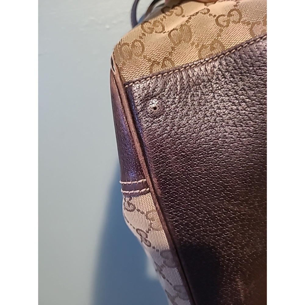 GUCCI Princy Sherry GG Canvas Leather Shoulder Tote Bag Brown Authentic Vintage - Picture 12 of 16